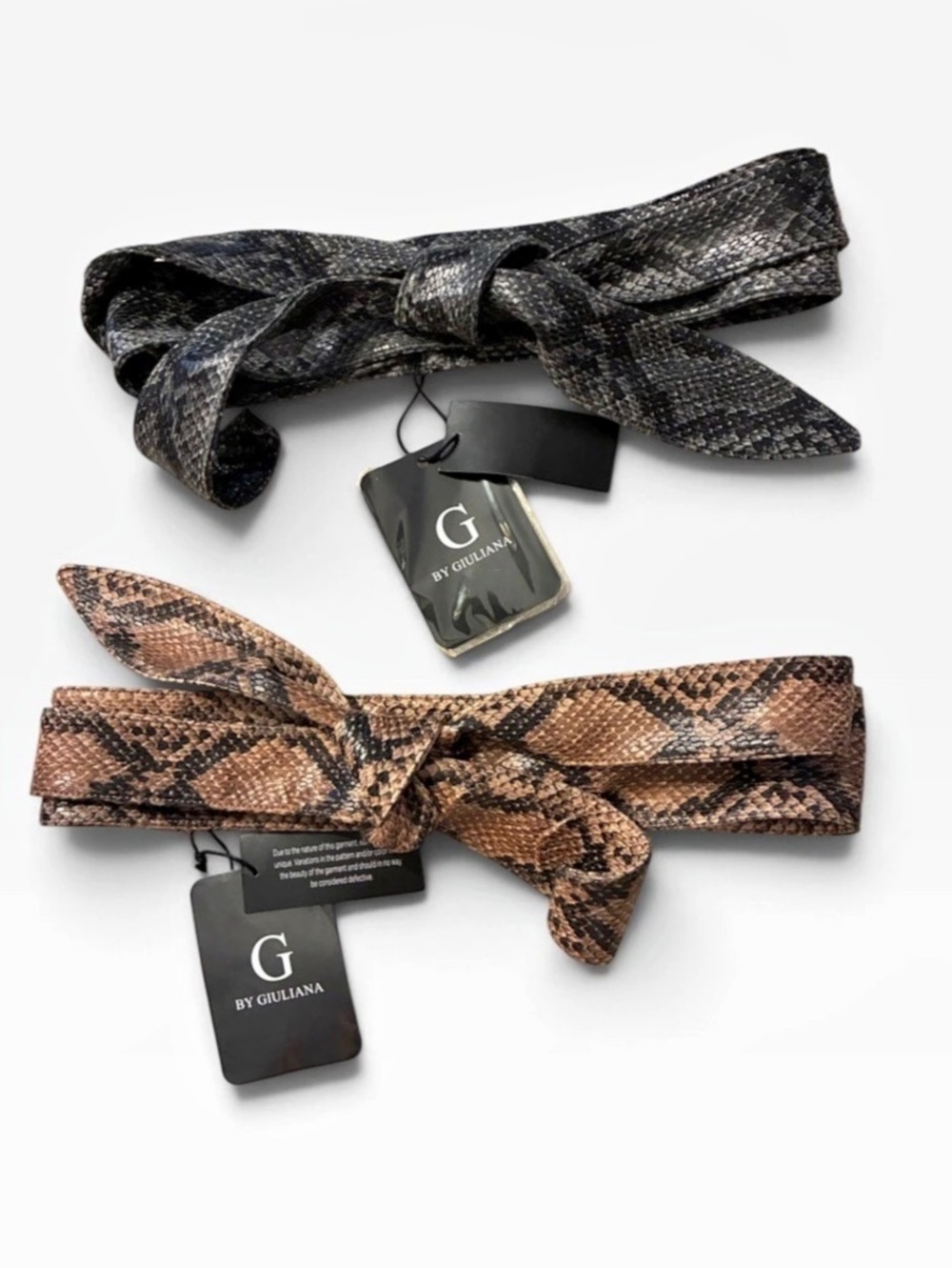 NWT G by Giuliana Obi Animal Print Wrap Belt Set Brown & Black M/L